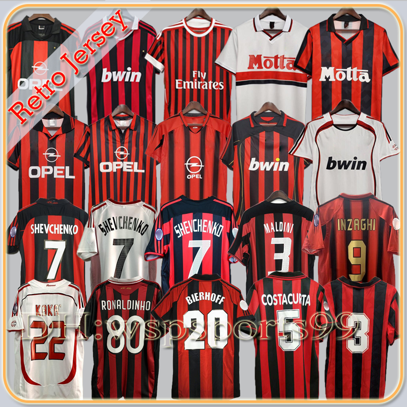 

93 94 96 97 Retro milan Soccer Jersey KAKA RONALDO GILARDINO Ronaldinho Gullit SHEVCHENKO Ibrahimovic Maldini Van Basten Baresi 04 05 06 07 11 12 classic Jerseys, 93-94 home