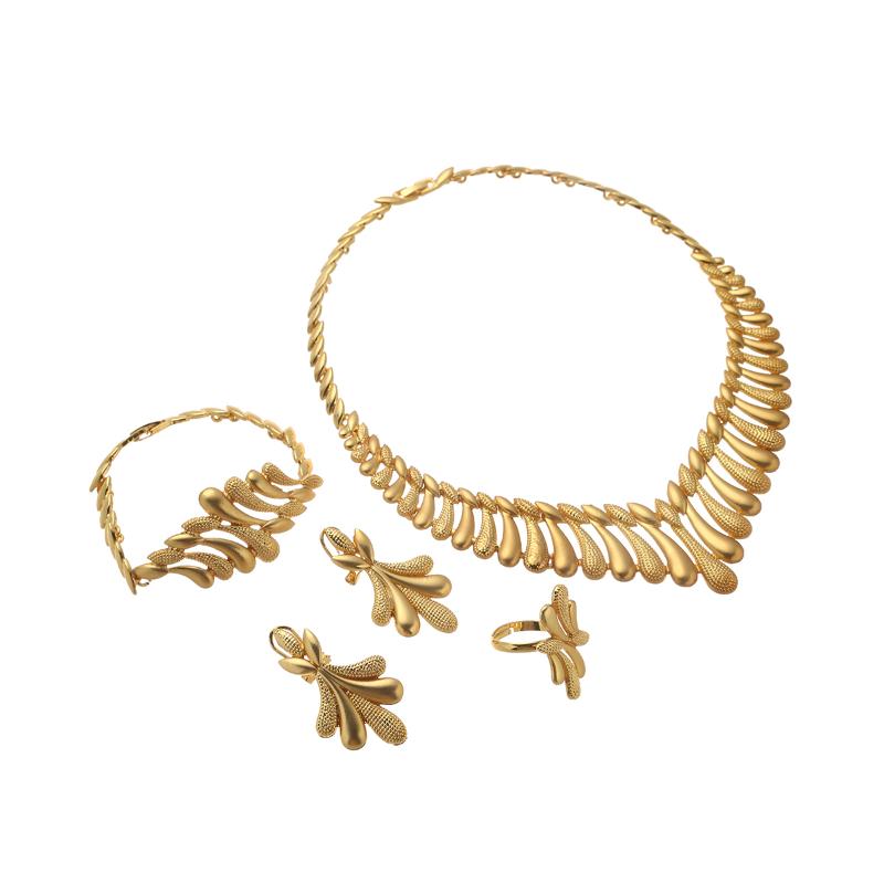 

Earrings & Necklace Fish Bones Design Women Girls African Fashion Jewellery Accessory Nigerian Wedding Gold Color 4Pcs Jewelry Sets, Silver