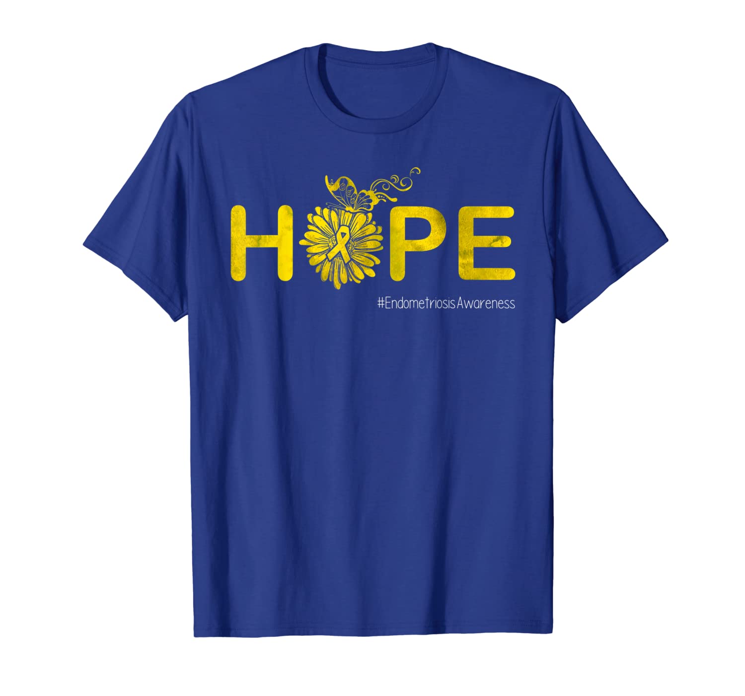 

hope butterfly ribbon endometriosis awareness tshirt gifts, White;black