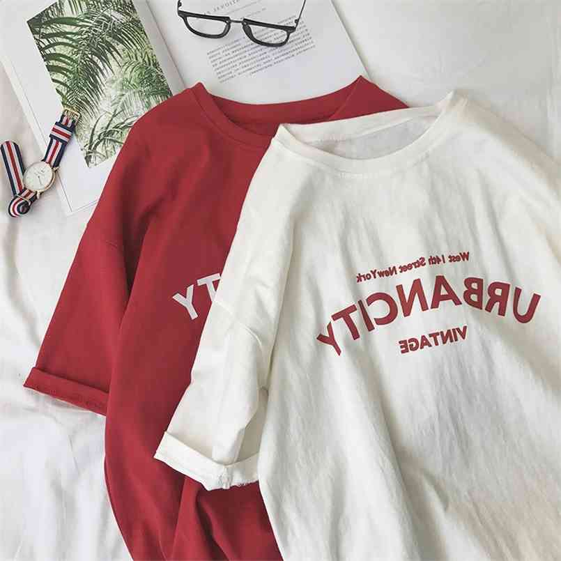 

Summer Letter T-Shirt Women Fashion Casual Short Sleeve Bottoming Loose O-Neck Streetwear Korean Pullover Female Top Tshirt 210708, Yellow