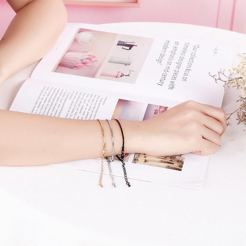 

Charm Bracelets Fashion Women Letters Stainless Steel Small Chain, Golden;silver