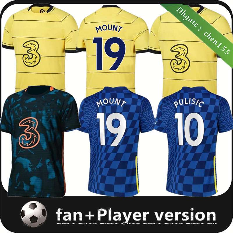 

fans Player version 21 22 WERNER HAVERTZ CHILWELL ZIYECH Soccer Jerseys 2021 2022 PULISIC home blue Football Shirt KANTE MOUNT CFC Men Kids, Black;yellow