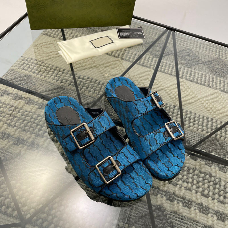 

2021 fashion men's slipper mens running shoes platform pantoufle luxury travel beach slippers mens designer slides flip flop loafers, Blue