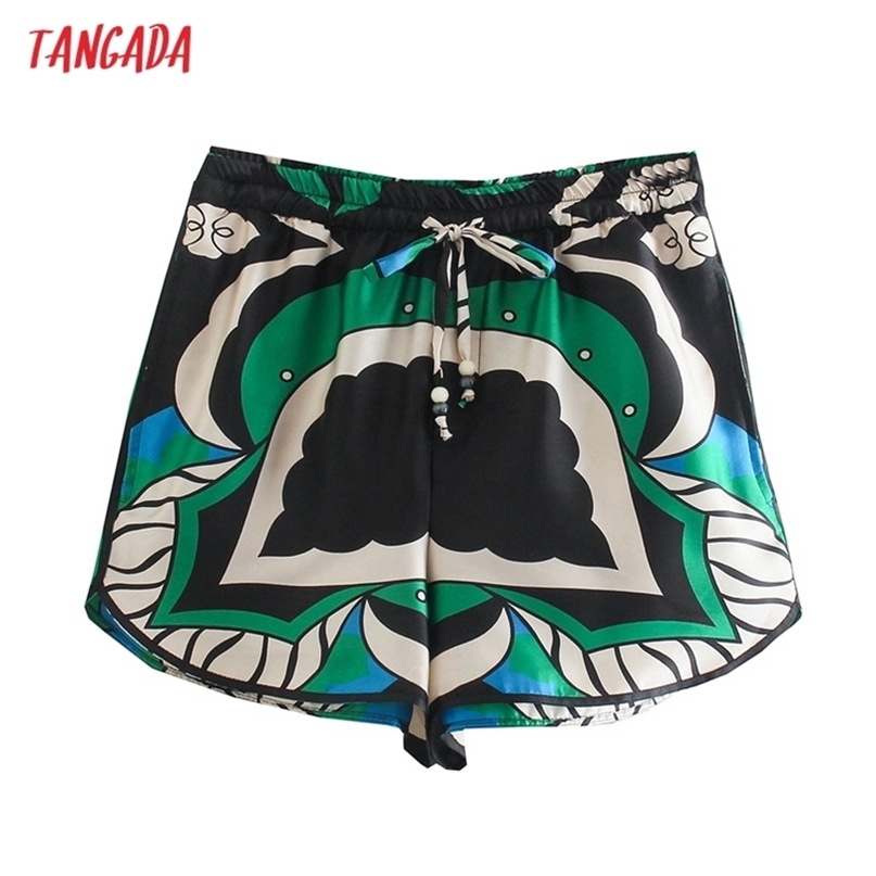 

Tangada Women Vintage Floral Shorts Bow Strethy Waist Pockets Female Retro Casual Pantalones 5Z265 210722, Multi