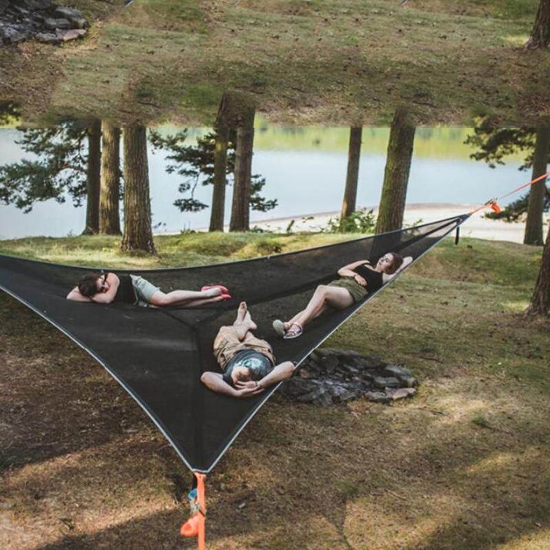 

Camp Furniture Multi-person Tree Hammock - 3 Point Design Hammocks Heavy Duty Ratchets And Straps Aerial Mat -hammock House Air Sky Tent#G