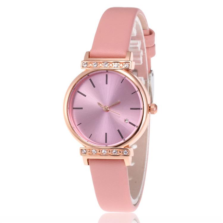 

Wristwatches Fashion Ladies Watch Contracted Style Belt Female Table Character Set Auger Multicolor Dial Quartz, Blue