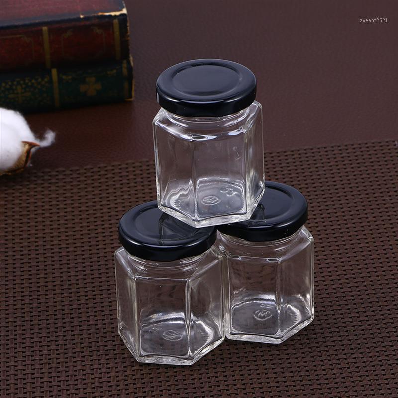 

Storage Bottles & Jars 10pcs 380/500 ML Hexagon Transparent Glass Bottle Honey Empty Jar Nut Sugar Canister Tank For Home Kitchen