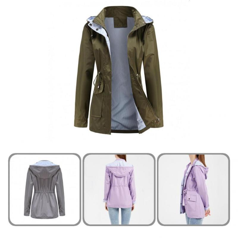 

Women's Jackets Cold Resistant Charming Striped Lining Hand Pockets Women Coat Warm Waist Tight Streetwear, Blue