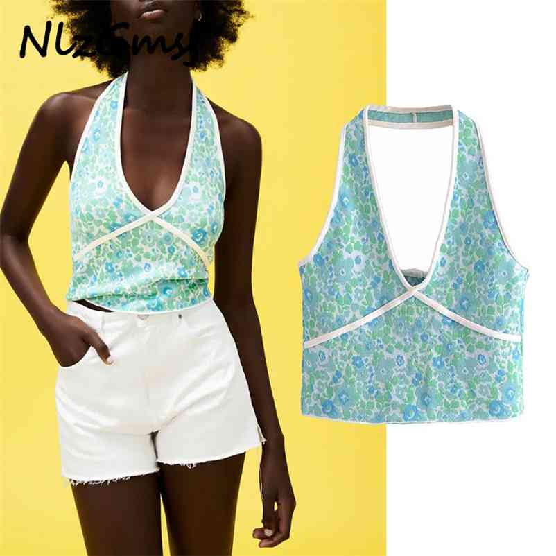

Cami Summer ole Halter Off Shoulder O Neck Sexy Print Slim Chic Tank Tops Female 05 210628, As picture