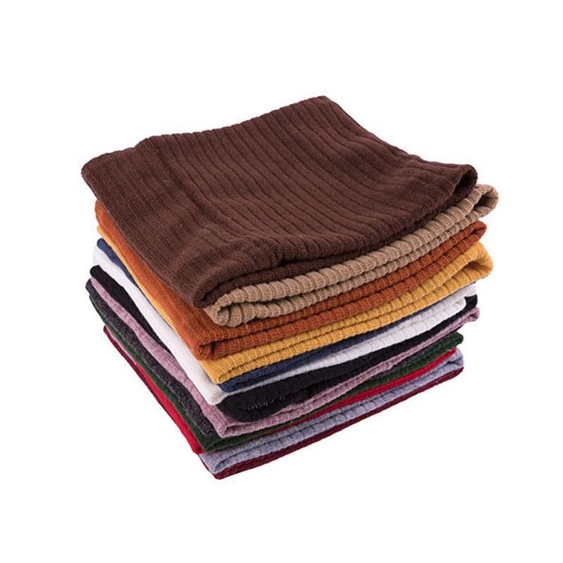 

Scarves Stripe Scarf Warm Solid Color Knitted Thick Plus Velvet Double Neutral