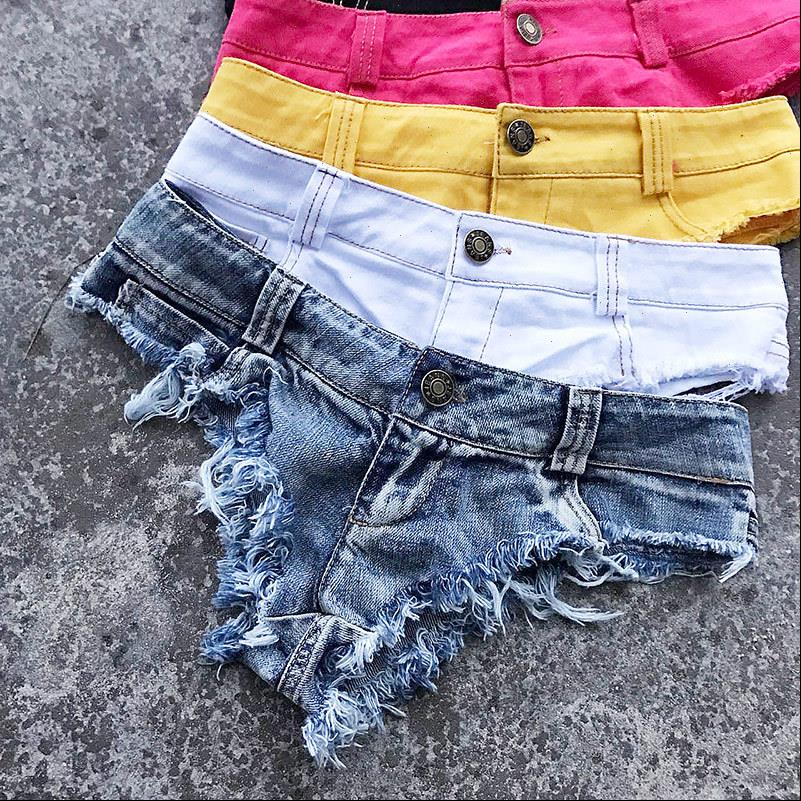 

womens women shorts denim spring summer micro mini short thong femme jean with low waist club wear white black