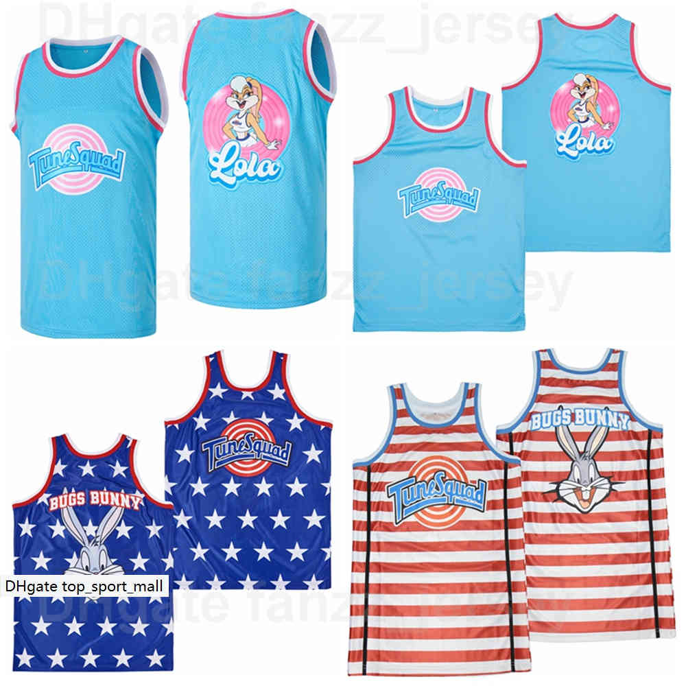 

Moive Basketball Rabbit Lola Bugs Bunny Jersey Space Jam Tune Squad HipHop Team Color Blue Red Pinstripe Breathable Hip Hop For Sport Fans High Quality On Sale
