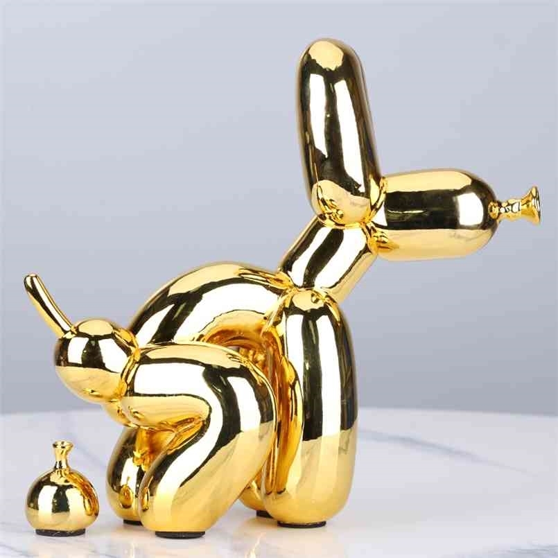 

Creative Poop Dog Animals Statue Squat Balloon Art Sculpture Crafts Desktop Decors Ornaments Resin Home Decor Accessories 210924