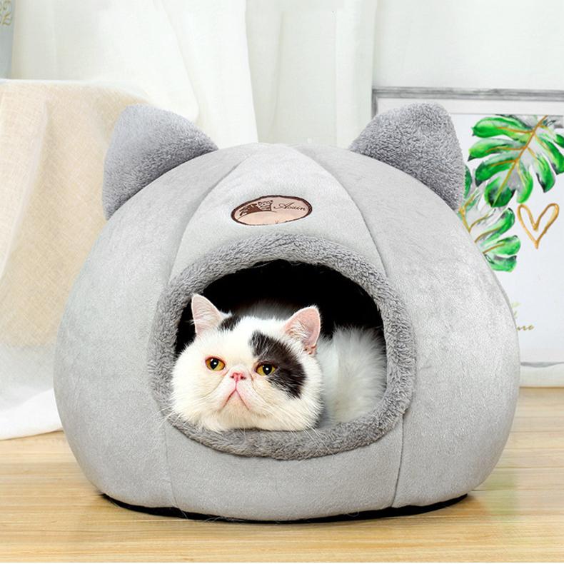 

Deep Sleep Comfort In Winter Cat Bed Little Mat Basket For Cat's House Products Pets Tent Cozy Cave Beds Indoor Cama Gato & Furniture