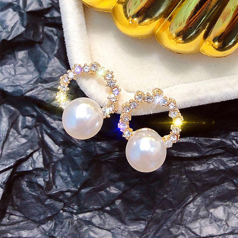 

Dangle & Chandelier Korean Geometric Round Small Pearl Earrings Simple Trendy Stud Gifts For Women Girls Female Jewelry Fashion
