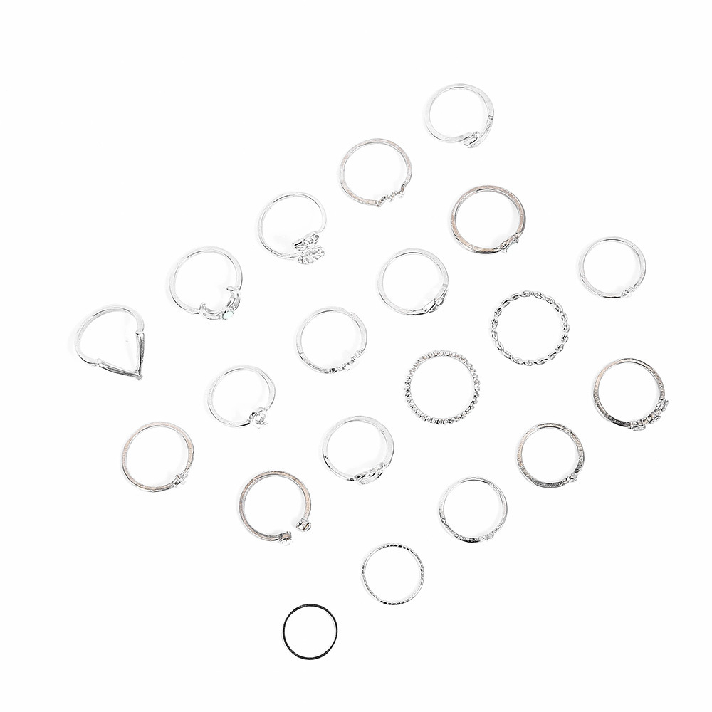 

Bohemio En Forma Hojas Ojos Círculo Geométrico Anillo Luna Juego De Anillos 20 Piezas