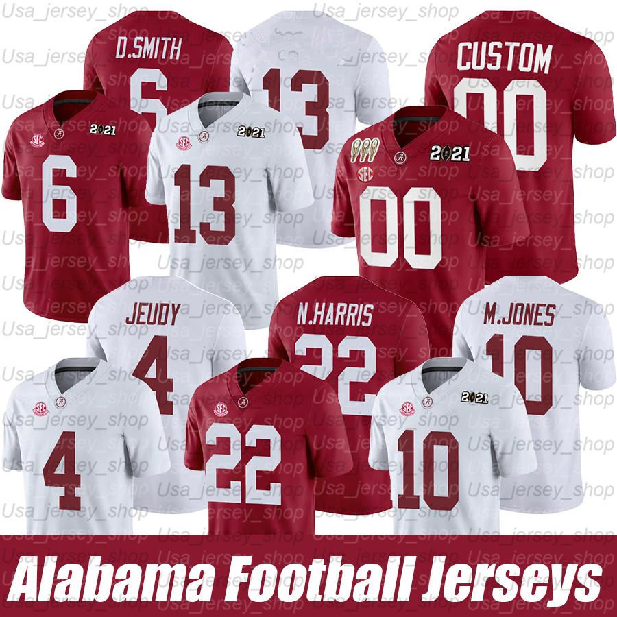 

2021 Custom Alabama Crimson Tide College Football red white #4 Brian Robinson Jr. #6 Devonta Smith D. Smith#22 Najee Harris N.nyName jersey, Red with 150th