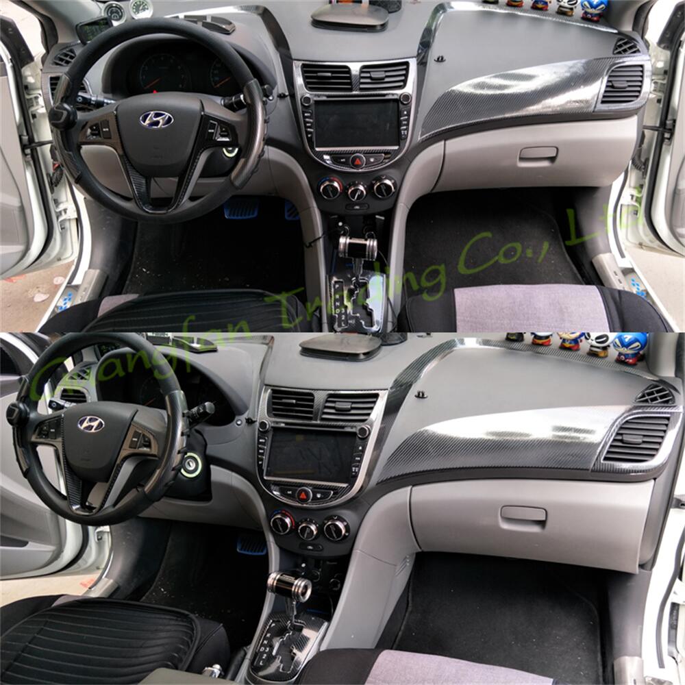 Interior Central Control Panel Door Handle 3D 5D Carbon Fiber Stickers Colour Decals Car-styling Cover Parts Products Accessories For Hyundai Ver-image-747700491
