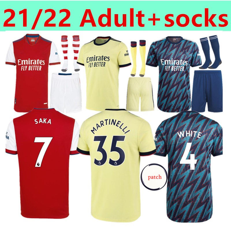 

Adult Arsen 2021 2022 Gunners Soccer jersey PEPE NICOLAS CEBALLOS HENRY GUENDOUZI SMITH ROWE WILLIAN TIERNEY ODEGAARD SAKA THOMAS men socks Football shirt, 21/22 home