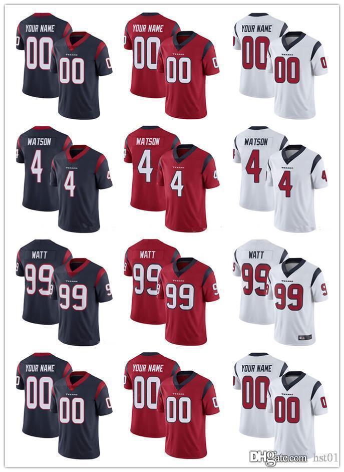 

custom Jersey Men women Houston Youth Texans 4 Deshaun Watson 11 Jaelen Strong 99 J.J. Watt Football Jerseys, Black;red