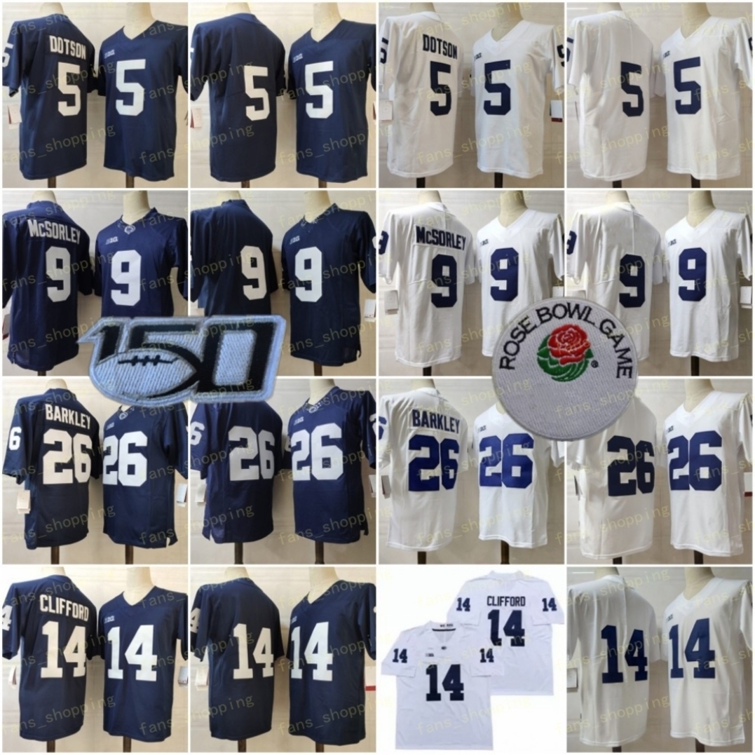 

NCAA Penn State Nittany College 5 Jahan Dotson 14 Sean Clifford 26 Saquon Barkley 9 Trace McSorley 1 KJ Hamler 11 Micah Parsons 150th Football Jerseys, As
