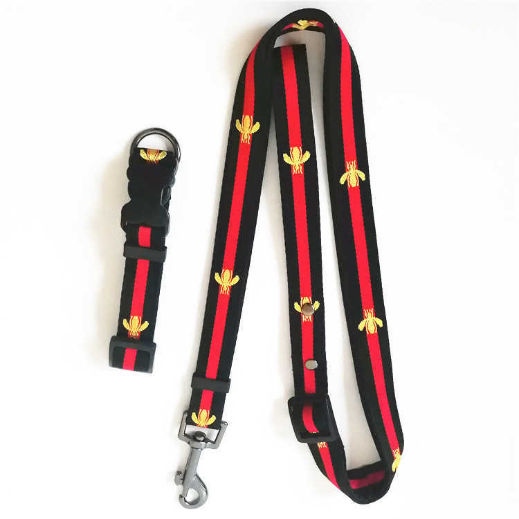 

Tide Embroidery Bee Pet Collar Leash Suit Dog Collar Pet Supplies Fashion Pet Lead Leash Collar For Dog Cat S M L