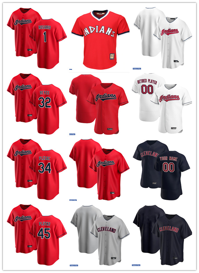 

Men Women Youth 34 Zach Plesac 45 Adam Plutko 32 Franmil Reyes 1 Amed Rosario Custom Baseball Jersey Blank red white gray navy, Blue;black