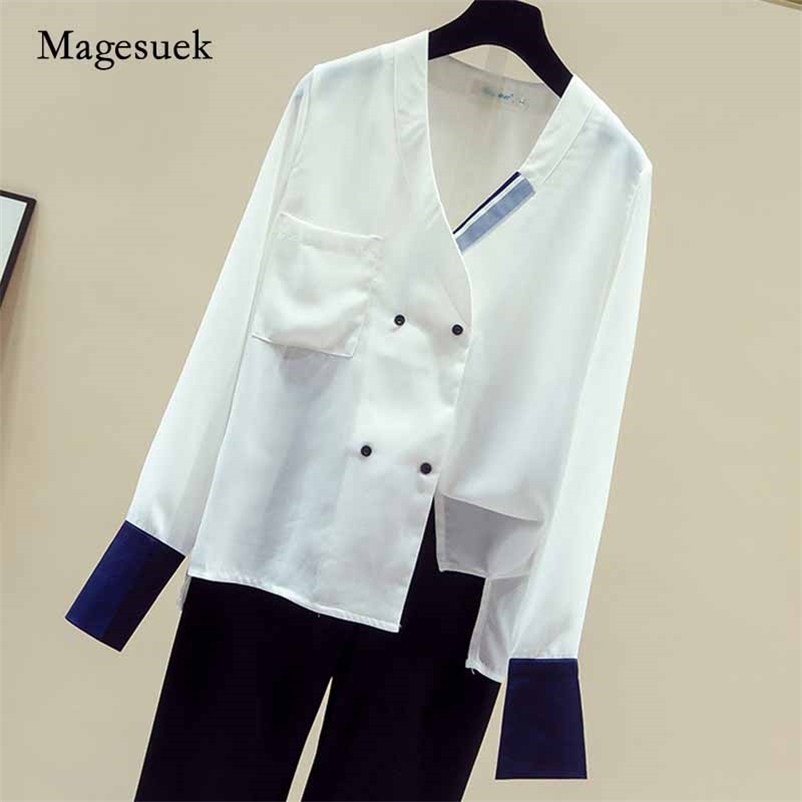 

Women Pullover Solid Blouses Casual Office Ladies Loose White Shirt Autumn Long Sleeve Chiffon Blouse Blusas 11169 210518