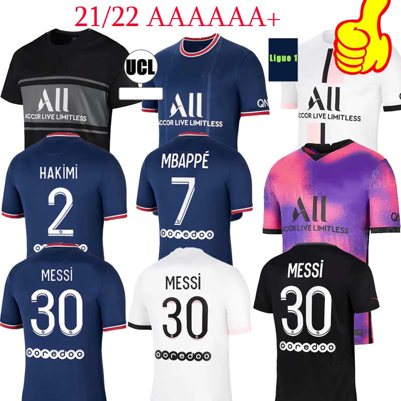

20 21 MESSI MBAPPE soccer jersey HAKIMI SERGIO RAMOS 21 22 Maillots de football 2021 2022 MARQUINHOS VERRATTI psgs men + kids kit shirt unif, Black