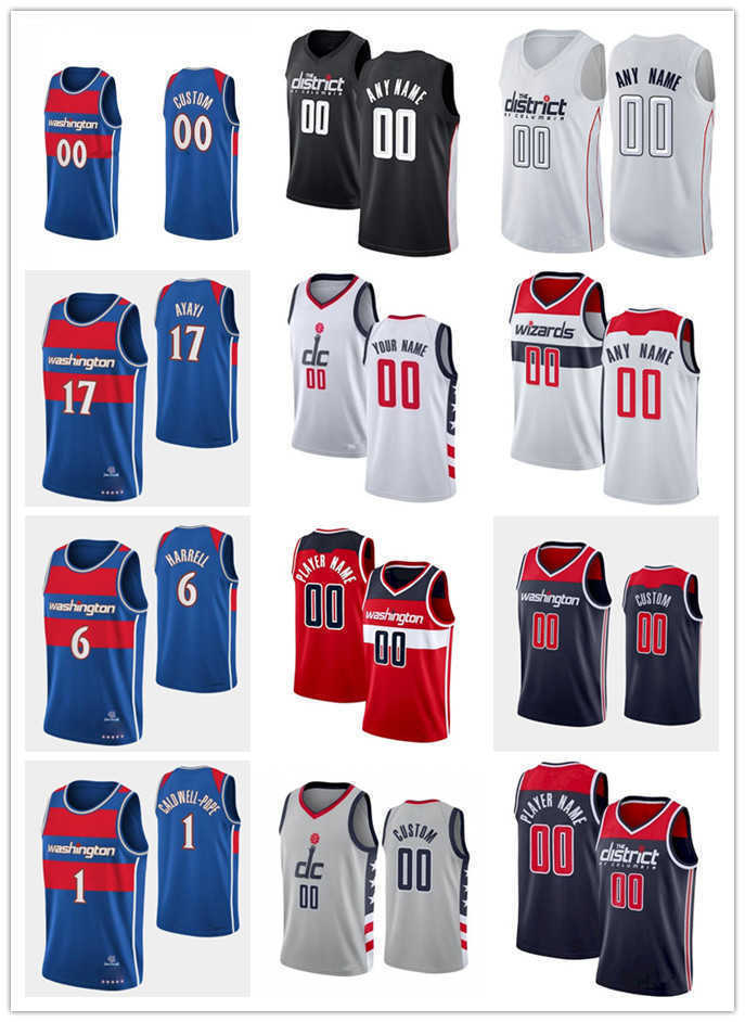 

75th Custom Jersey Washington''Wizards''Men Women Youth 1 Kentavious Caldwell-Pope 6 Montrezl Harrell 17 Joel Ayayi 3 Br, Black;red