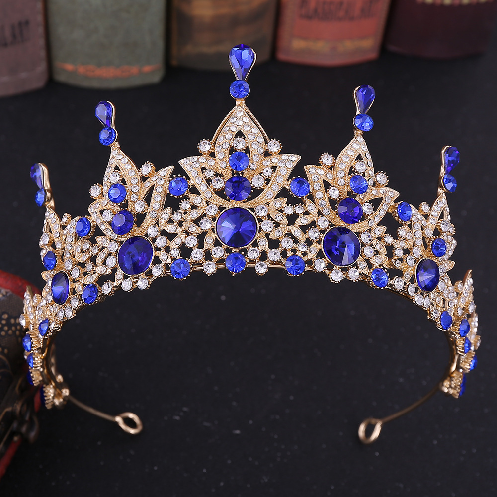 

Fashion accessories headpieces bridal crown bridesmaid bridesmaid wedding dress party hair band royal crown design inlaid with rhinestone blue green women gift
