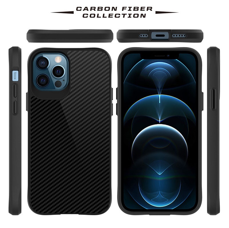 

COMBAT X MODE Carbon Fiber Design Cases Armor Shockproof Hybrid Hard PC TPU Back Cover for iPhone 12 11 Pro Max 11Pro 12mini XR XS 6 7 8 Plus SE 2, Black