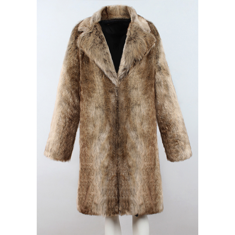 

Men's Yellow Thick Long Plush Coat High-quality Stand-up Collar Retro Comfortable Windproof and Warm Fashion Travel Commute, Black