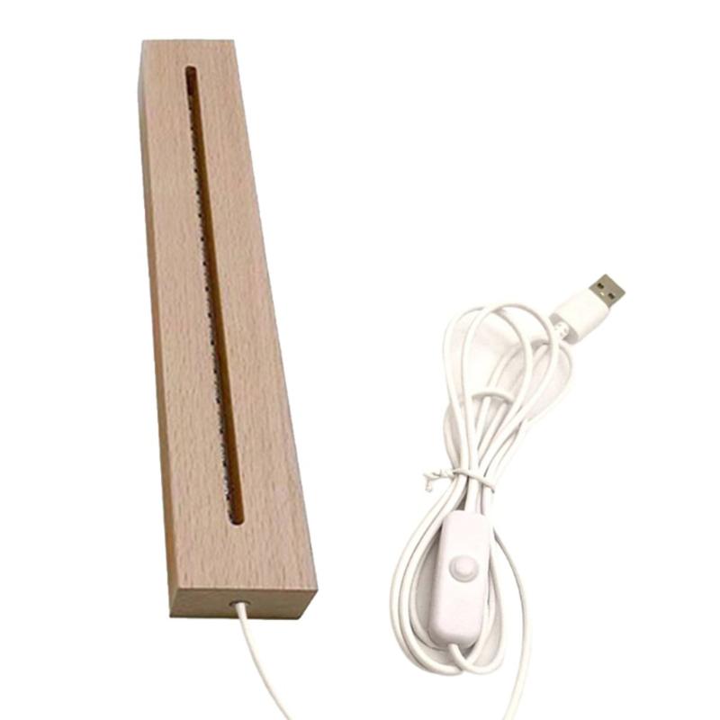 

Night Lights Lamp Acrylic Luminous Base Led Beech Wood Strip Light DIY Wooden Holder Rectangular