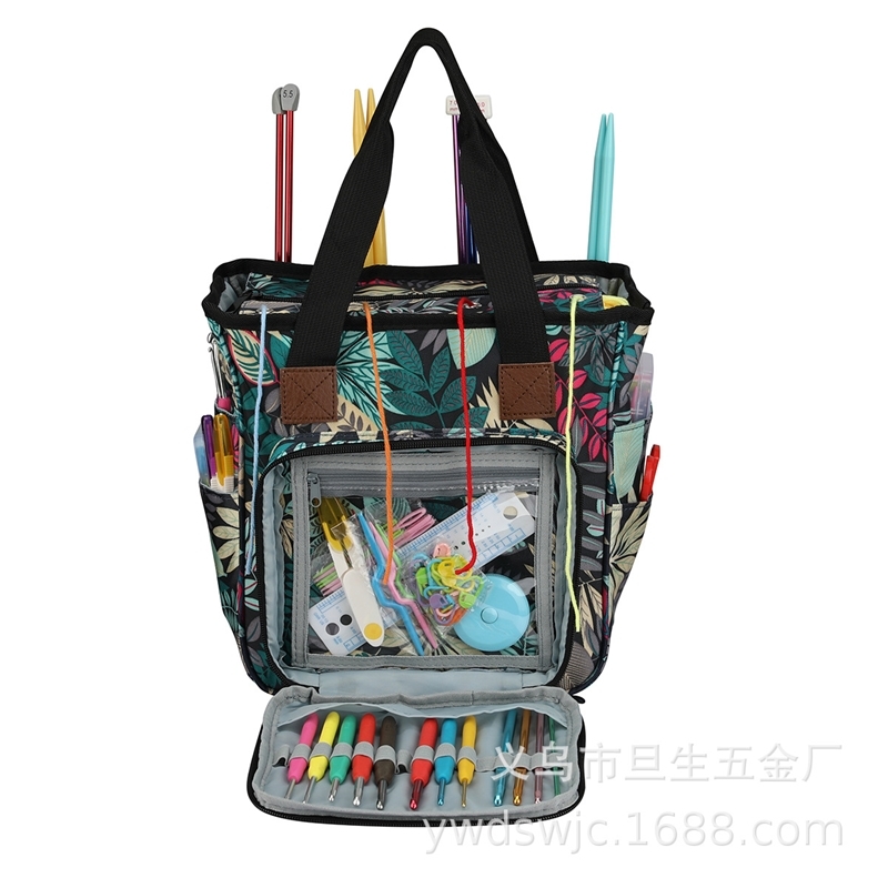 

2021 knitted oxford blue leaf wool storage bag, Blue shoulder strap storage bag