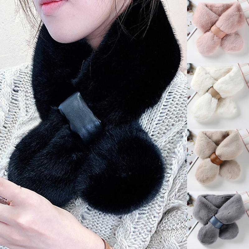 

Women Leopard Print Scarf Keep Warm Fashion Winter Faux Fur Villus Lady Soft Solid Outerwear Thicken Shawl For Girl Female, Blue;gray