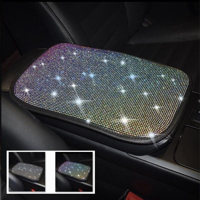 

Seat Cushions 2 Colors Car Diamond Leather Center Console Armrest Cover Box Pad Soft Mat Auto Covers