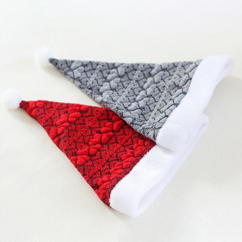 

Wide Brim Hats Elasticity Adult Fine Stitching Heart Pat Santa Hat Tern For Celebration, Grey