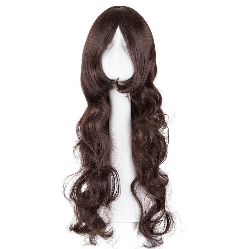 Costume Accessories Curly Wigs Fei-Show Synthetic Heat Resistant Long Dark Brown Hair 8 Inches Bangs Women Female Salon Halloween Carnival H-image-751017287