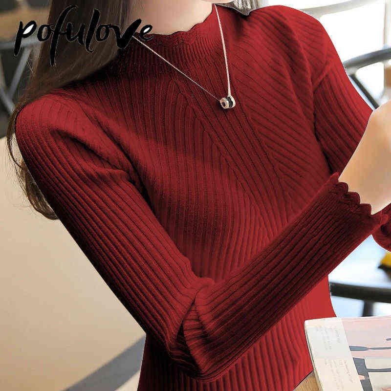 

Trending Sweater Women 2021 Fashion Autumn Winter Long Sleeve Turtleneck Knitwear Sweater Top Femme Korean Casual Pullover Top Y1110, White