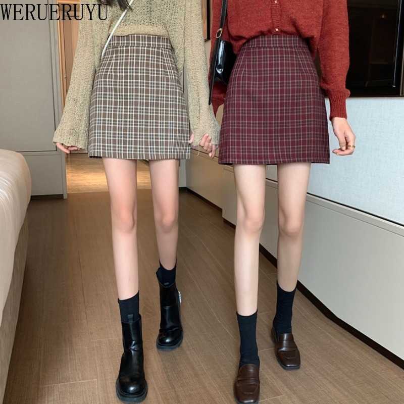 

WERUERUYU Korean Plaid Skirt Women Student Chic Short Skirts Sexy Mini Skirts Spring Summer Female Skirts 210608, Photo color