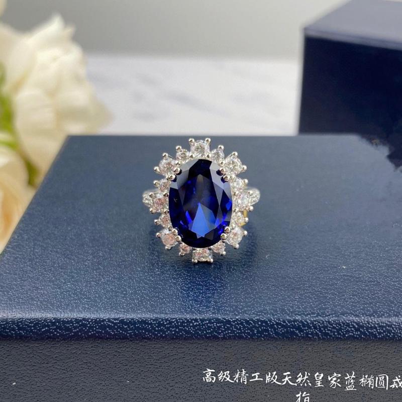 

Cluster Rings Brand Pure 925 Sterling Silver Jewelry For Women Wedding Blue Sapphire Ring Engagement
