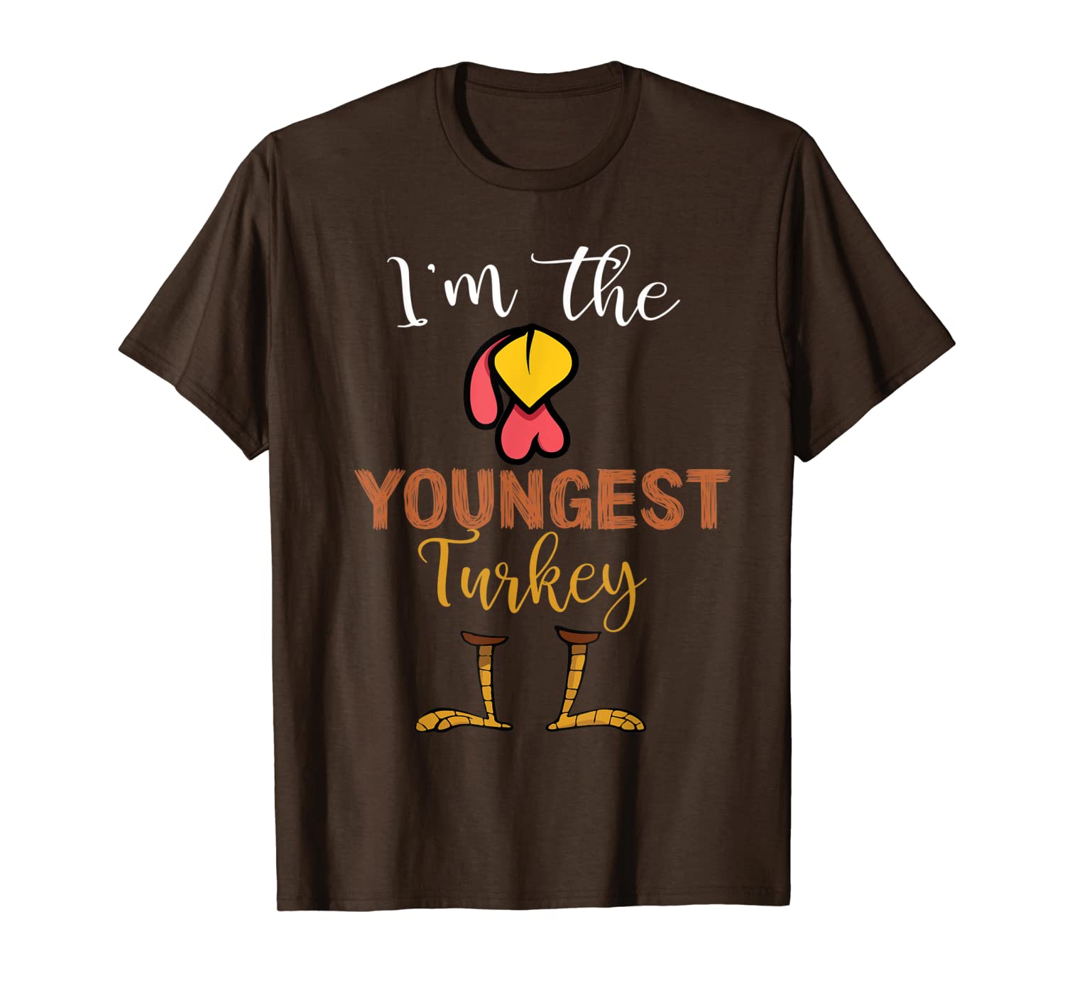 

i'm the youngest turkey thanksgiving youngest t-shirt, White;black
