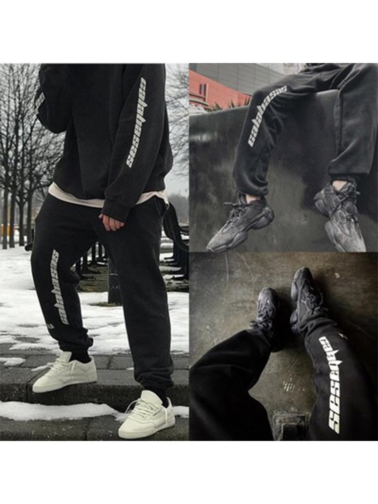

men's pants 2021 trendy black sports trousers, autumn plus velvet leggings, casual loose basketball leggings