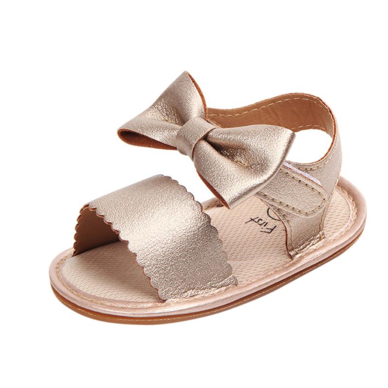 

First Walkers Shoes Toddle Infant Baby Girls Solid Anti-slip Summer Bow Soft Crib
