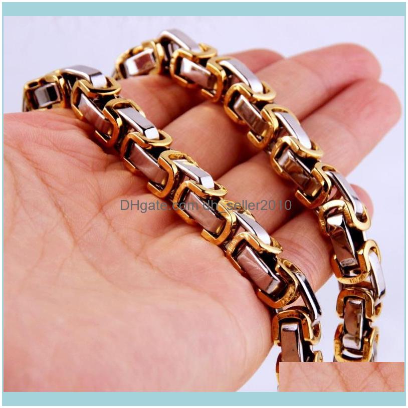 

Necklaces Pendants Jewelryhip Hop Mens High Quality 316L Stainless Steel Byzantine Box Chain Necklace & Bracelet Jewelry Halloween Gift Chai