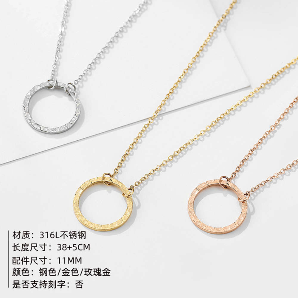 

Emanco simple jewelry geometric Round Pendant personality stainless steel necklace clavicle chain, Silver
