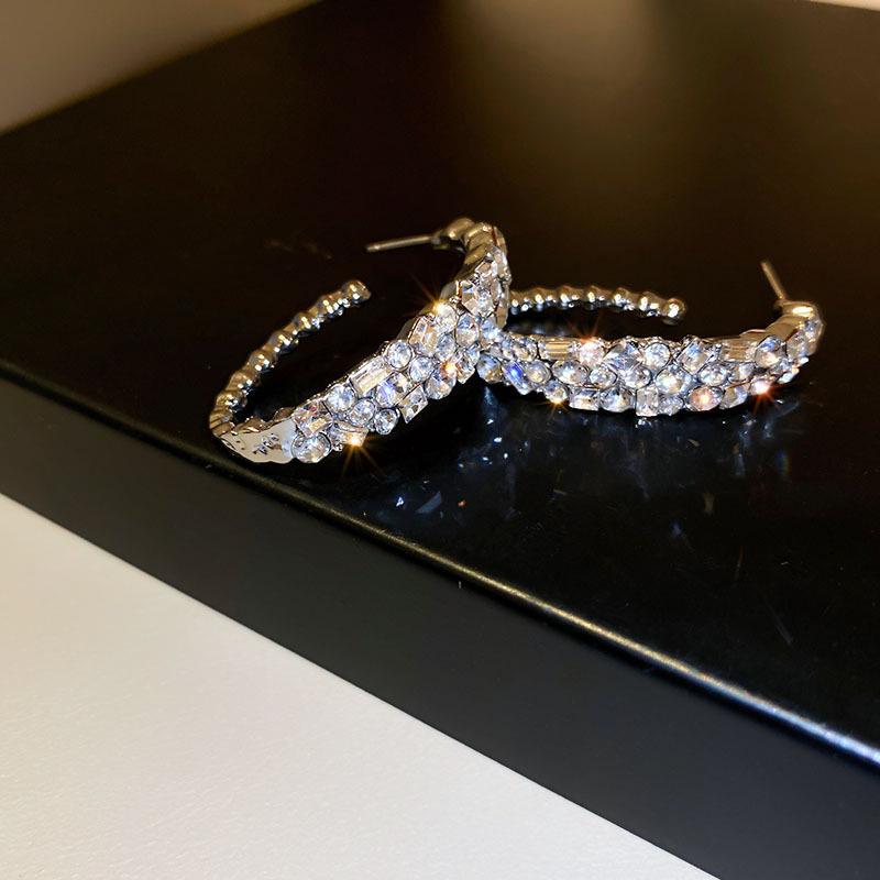 

Hoop & Huggie FYUAN Zircon Crystal Earrings Geometric Round For Women Statement Jewelry