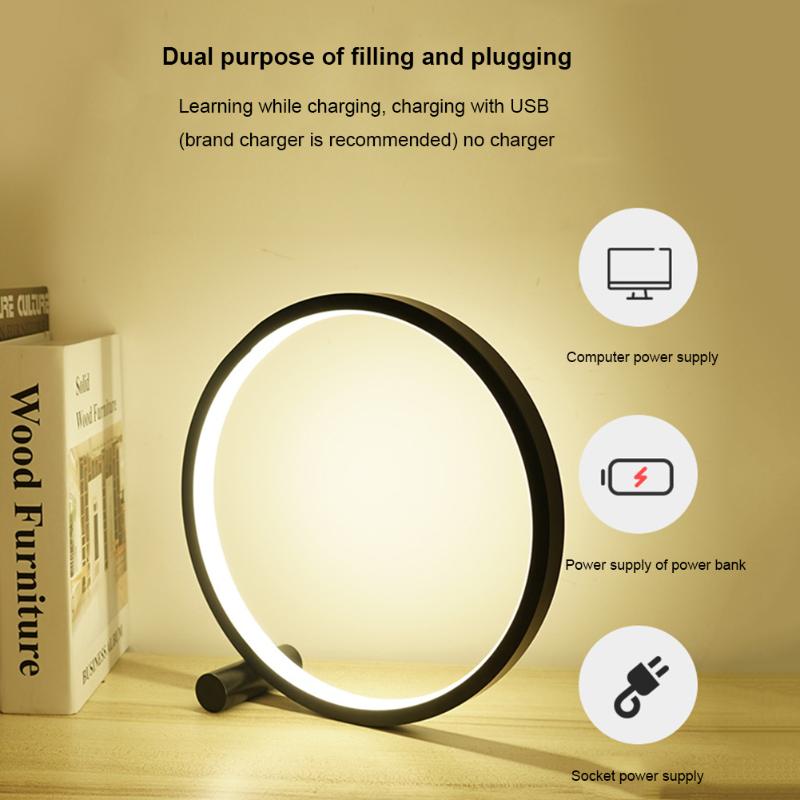 

Night Lights 15CM LED Table Lamp For Bedroom Circular Acrylic Desk Living Room Black/White Dimmable Bedside Round Light