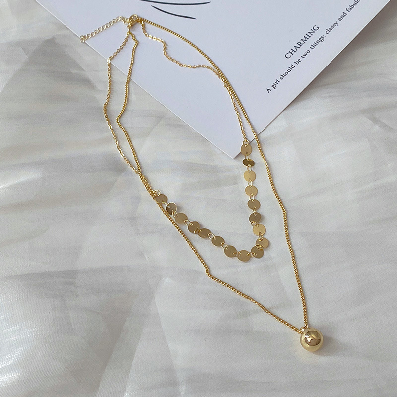 

Ball Double-layer Stacked Wearing Necklace Simple Fashion Chain Hip Hop Cold Neck